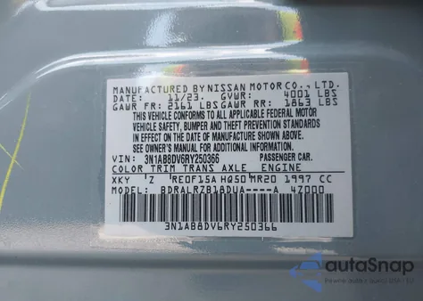 2024 Nissan Sentra Sr Xtronic Cvt from USA, damaged, VIN 3N1AB8DV6RY250366